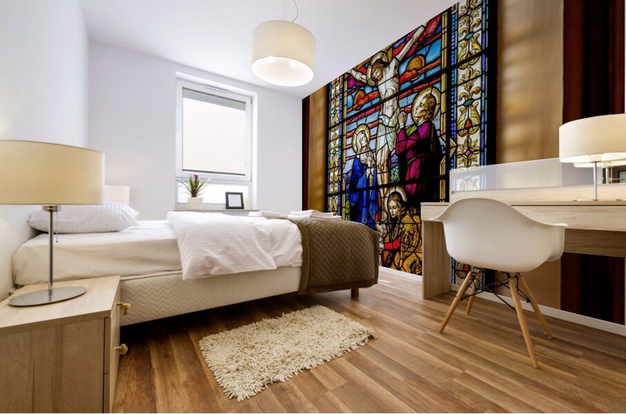 Stain Glass Inside The Basilica Cathedral Old Quebec Canada Mural print