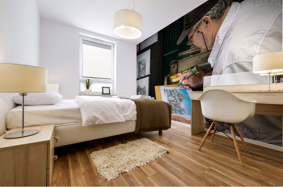 Artist On The Rue Du Tresor In Old Quebec Canada Mural print