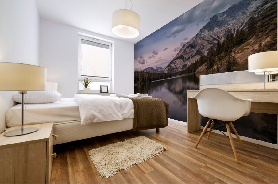 Cascade Mountain Overlooking Johnson Lake In Banff Alberta Canada Impression murale