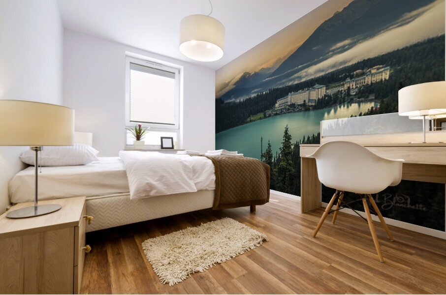 Fairmont Hotel From Above Lake Louise Alberta Canada Mural print