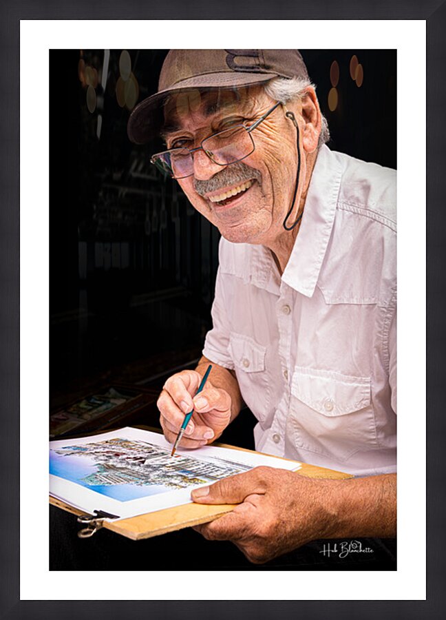 Artist On The Rue Du Tresor In Old Quebec Canada Picture Frame Printing