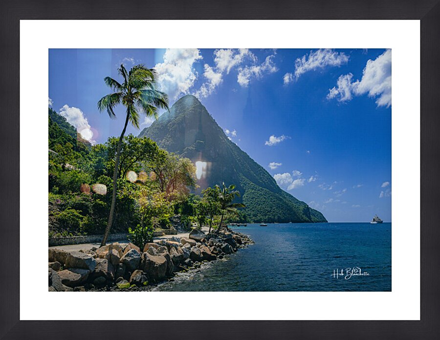 Petit Piton from Sugar Beach Saint Lucia Picture Frame Printing