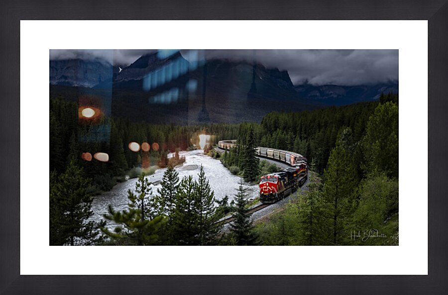 CN Train At Morants Curve In Lake Louise Alberta Canada Picture Frame Printing