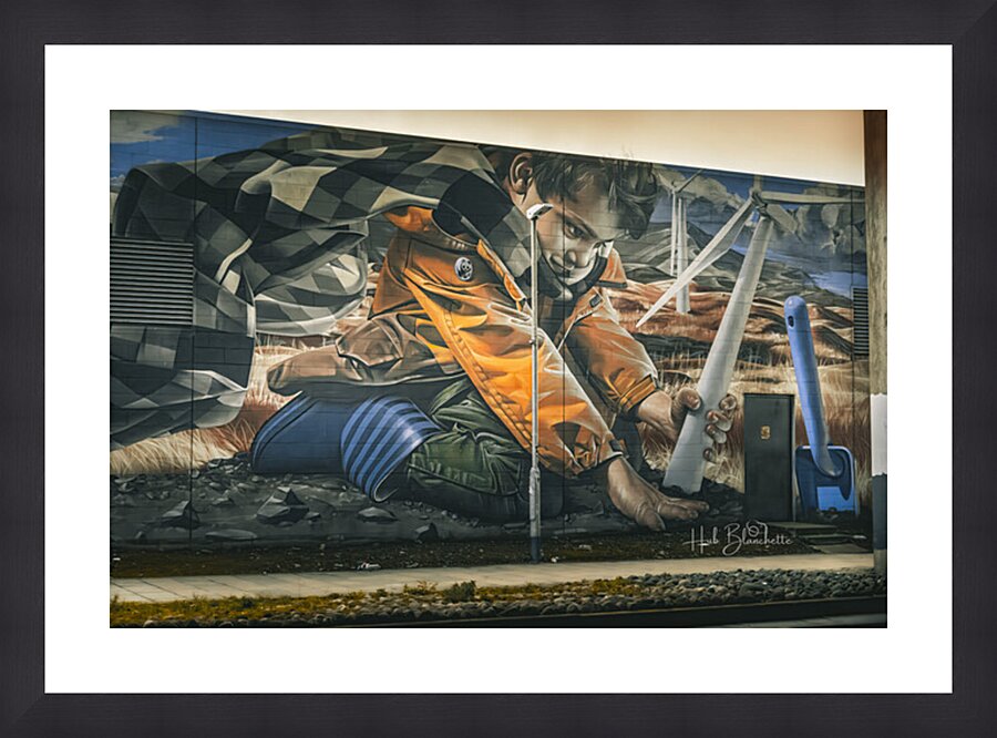 Wind turbine Mural Glasgow Scotland UK Picture Frame Printing