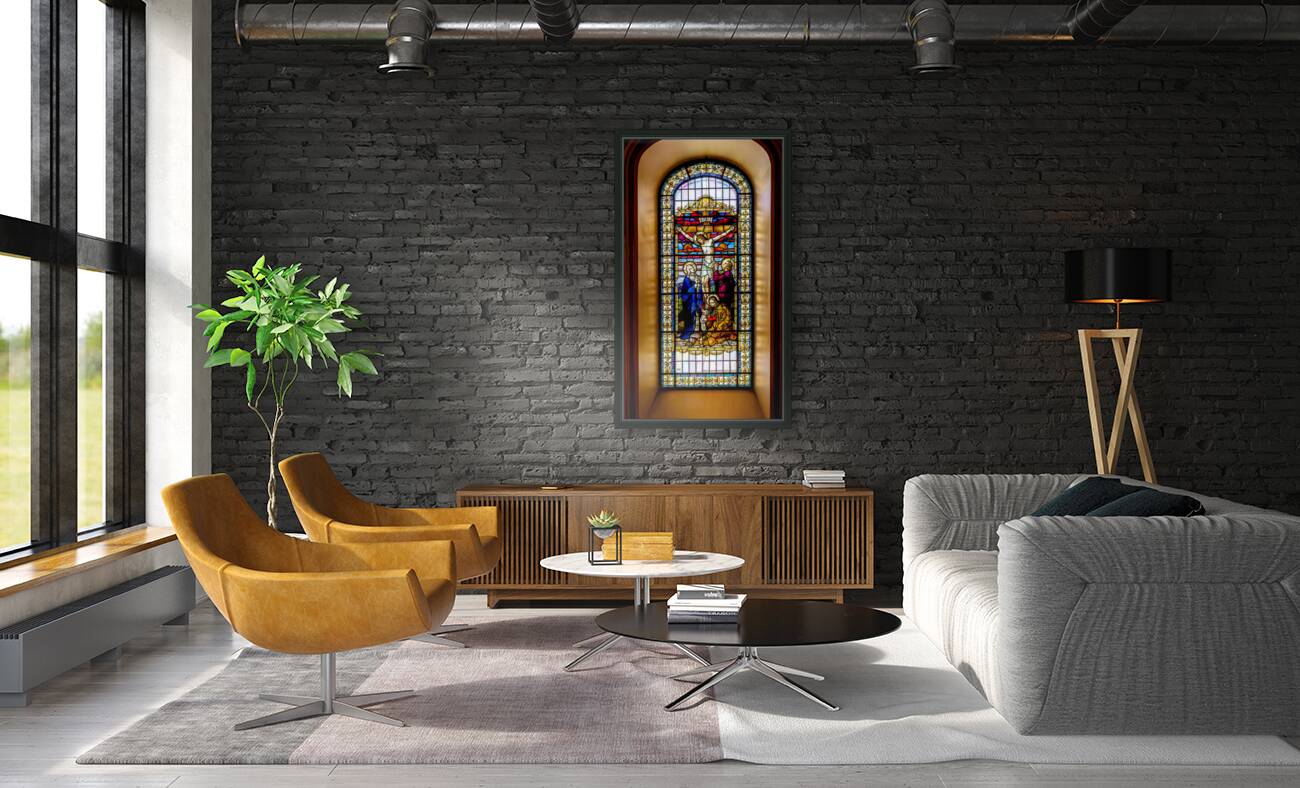 Stain Glass Inside The Basilica Cathedral Old Quebec Canada Reproduction