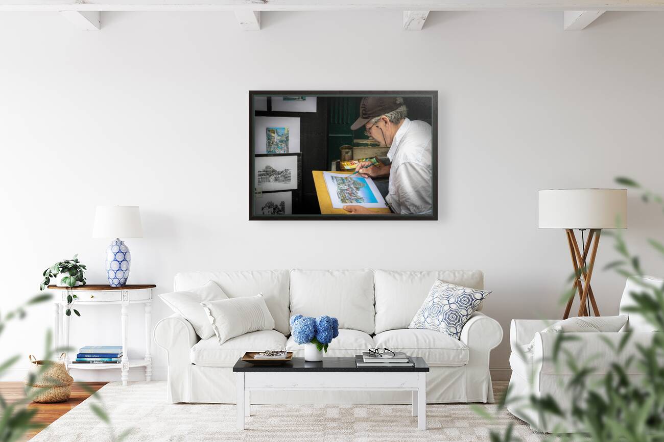 Artist On The Rue Du Tresor In Old Quebec Canada Reproduction