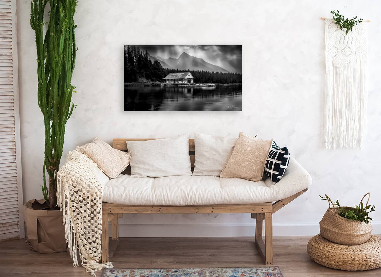 Maligne Lake Canoe  club In Jasper Alberta Canada Reproduction