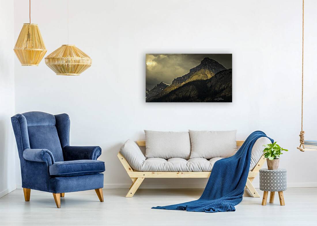 Sunset Casting A Glow on Mountain Peak In Lake Louise Alberta Canada Reproduction