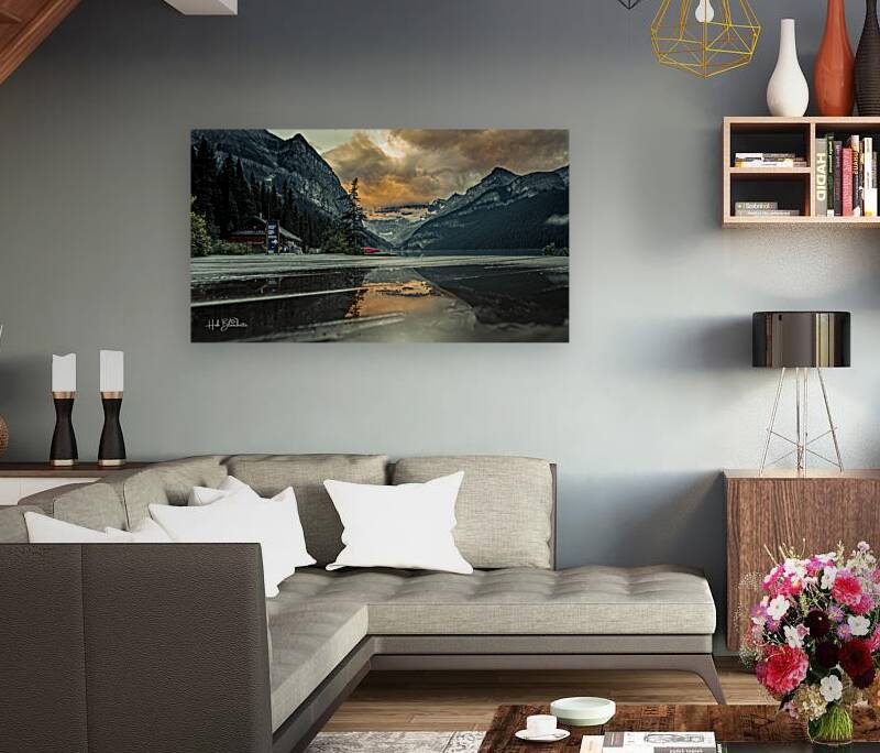 Sunrise On The Boardwalk At The Fairmont In Lake Louise Alberta Canada Reproduction