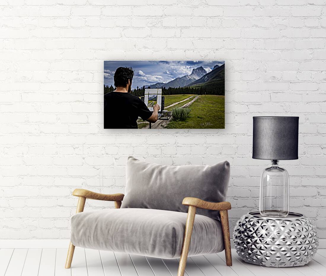 Unknown Artist Painting The Three Sisters In Canmore Alberta Canada Reproduction