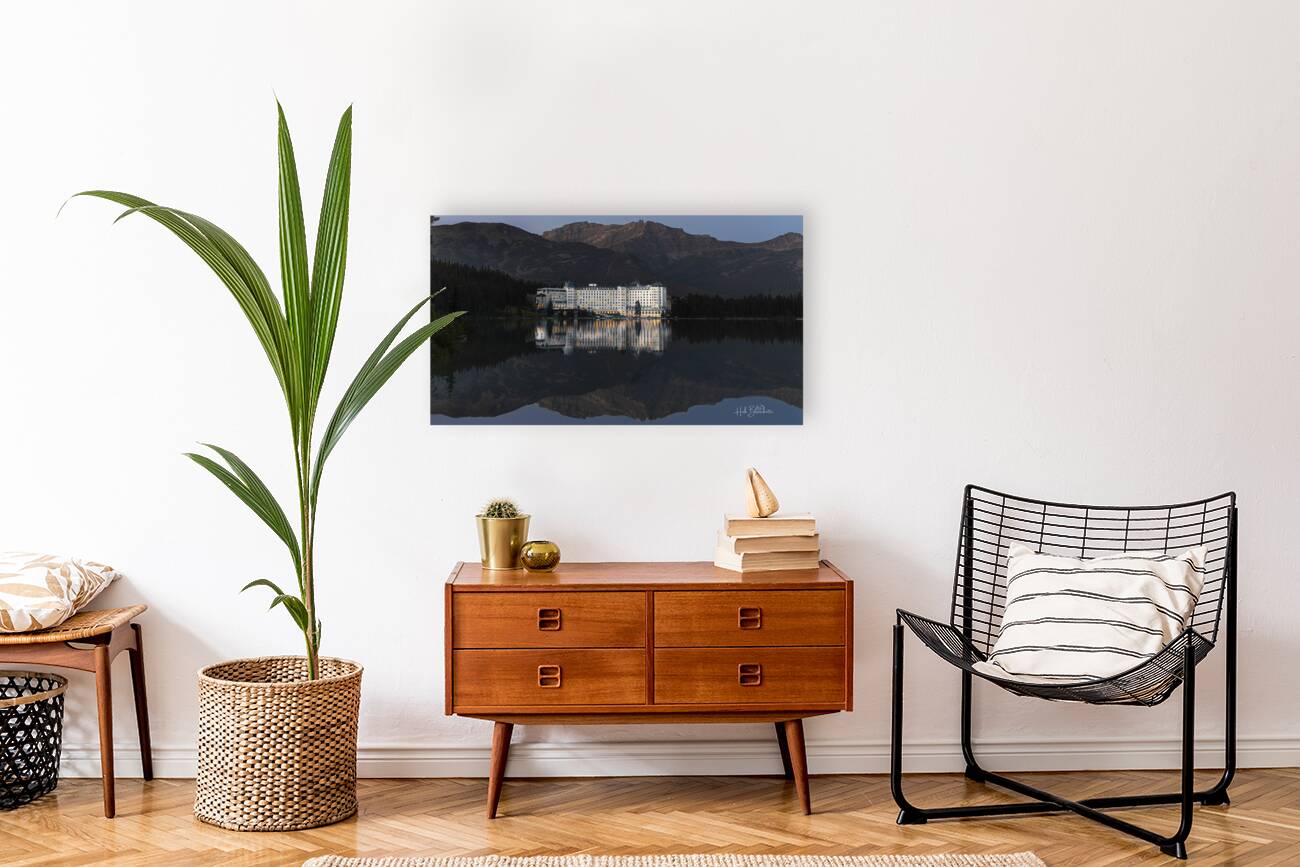 Perfect Reflection Of Fairmont Hotel Lake Louise Alberta Canada Reproduction