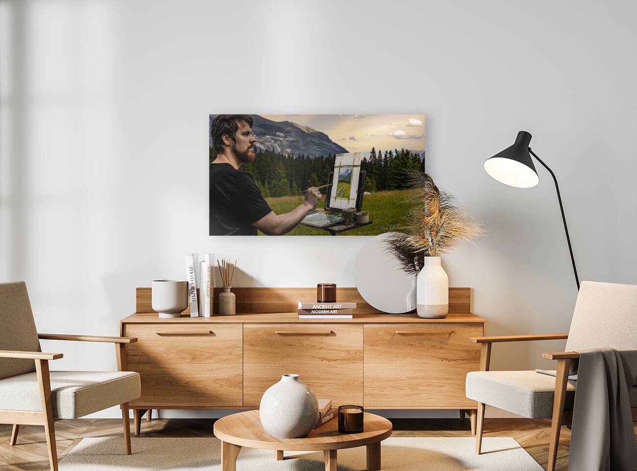 Reflection Of An Artist Canmore Alberta Canada Reproduction