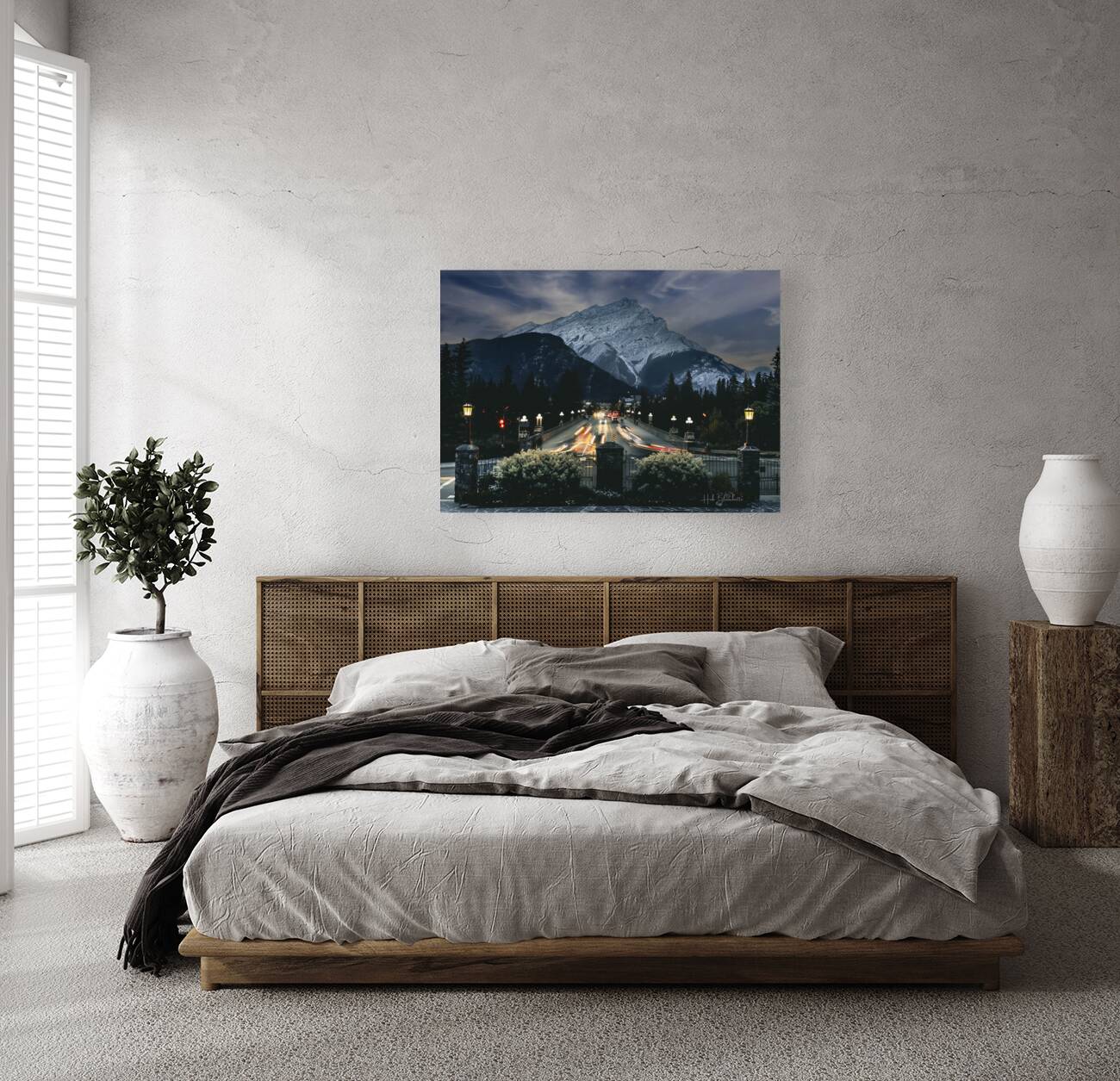 Banff Ave At Night In Alberta Canada Reproduction