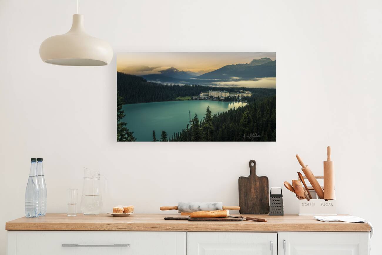 Fairmont Hotel From Above Lake Louise Alberta Canada Reproduction