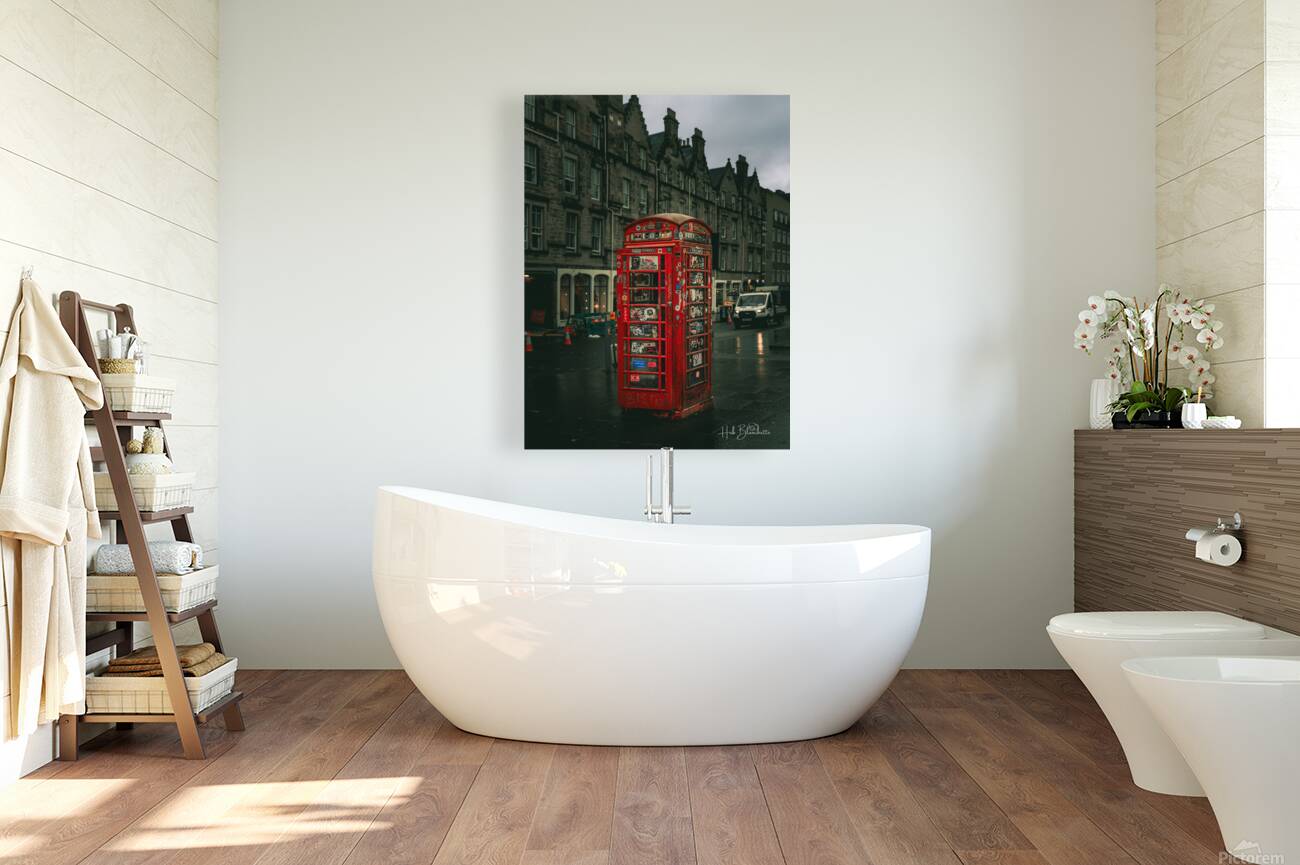  Red phone booths in Edinburgh Scotland UK Reproduction