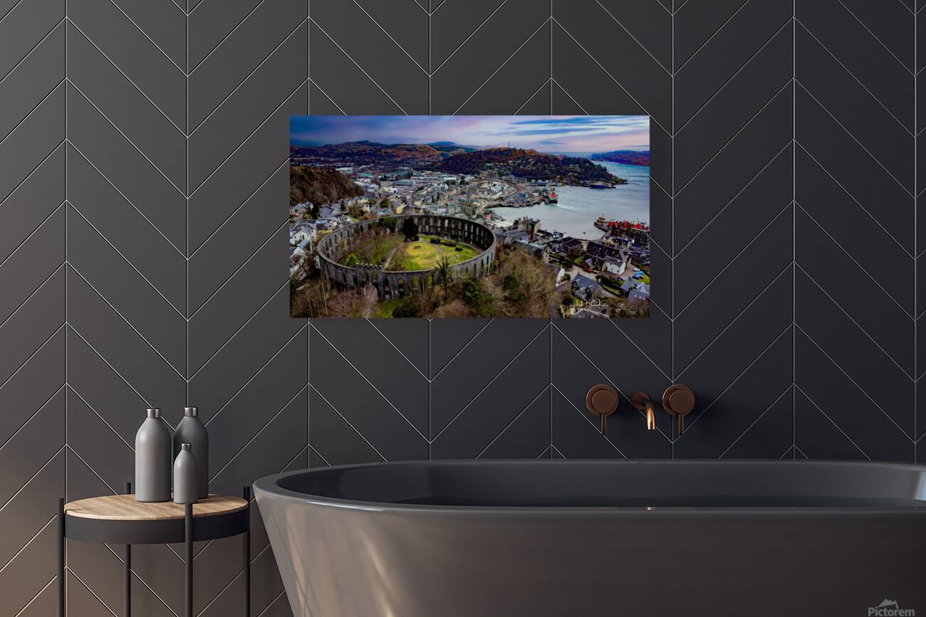 Town Of Oban Scotland and McCaigs Tower Reproduction