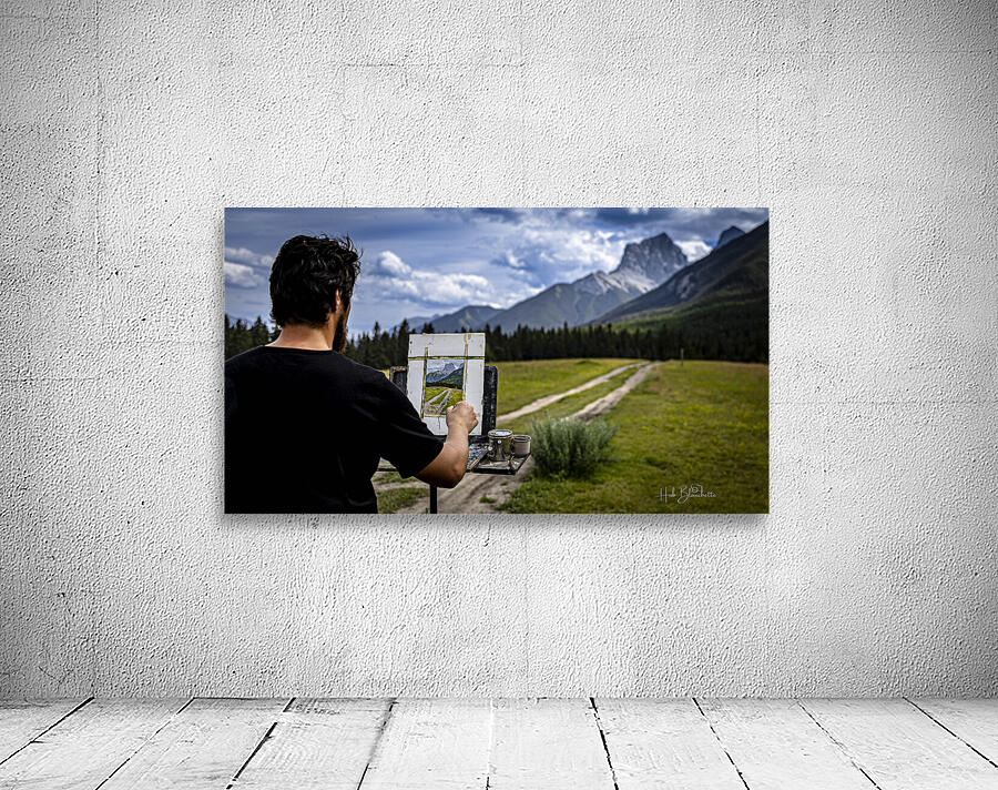 Unknown Artist Painting The Three Sisters In Canmore Alberta Canada Wall Preview