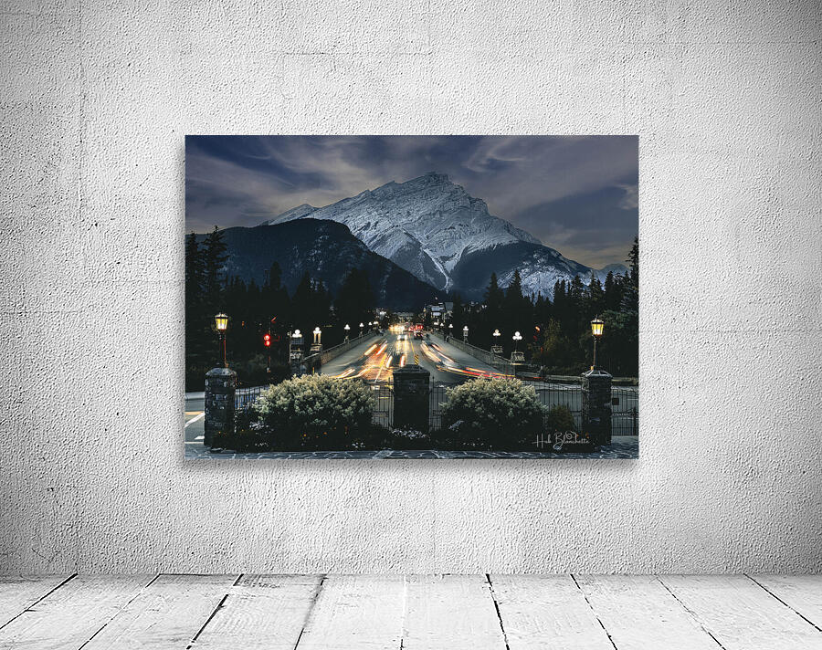 Banff Ave At Night In Alberta Canada Wall Preview