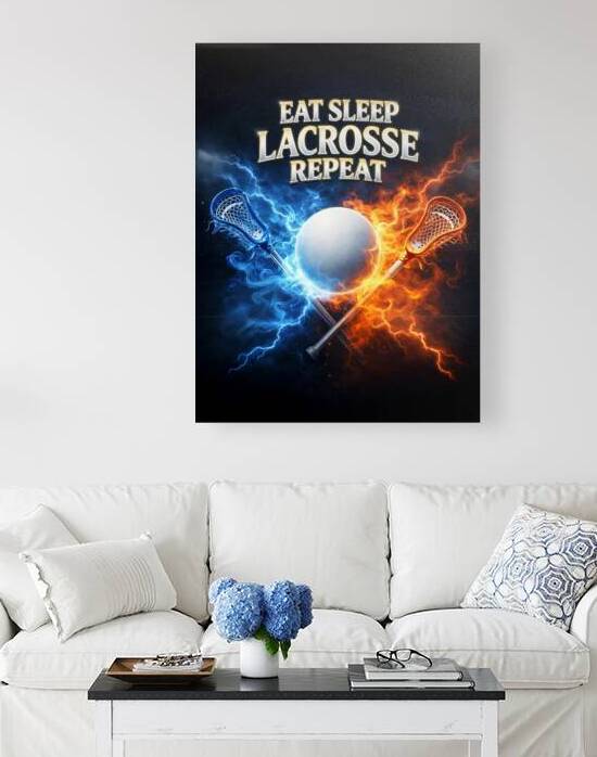 Eat Sleep Lacrosse Repeat Retro Bootleg Lacrosse Poster Wall Art by Art Bloom