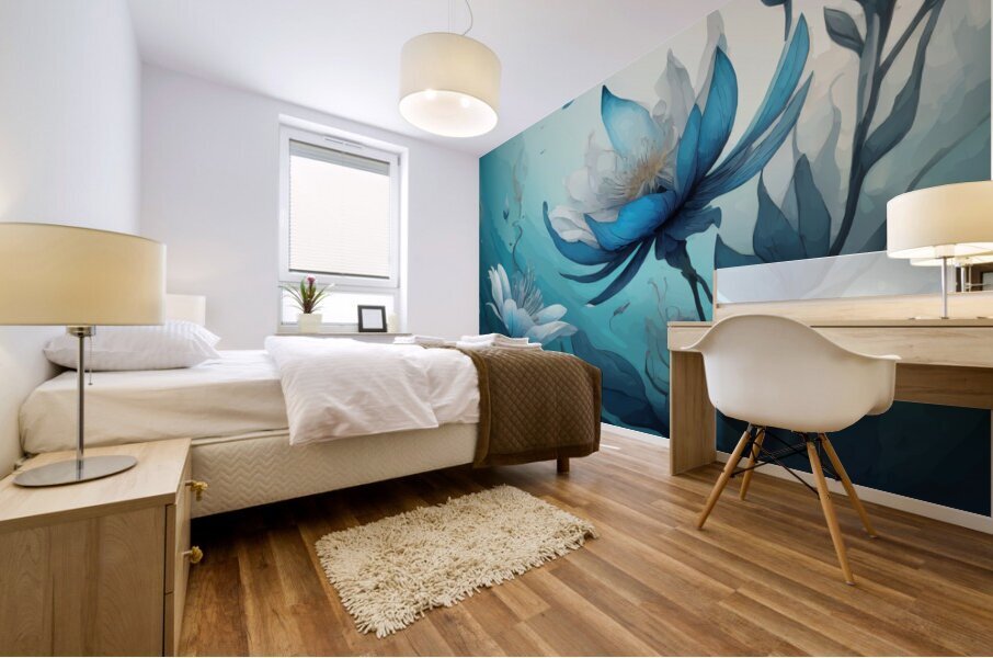 Fantasy Water Flowers Mural print