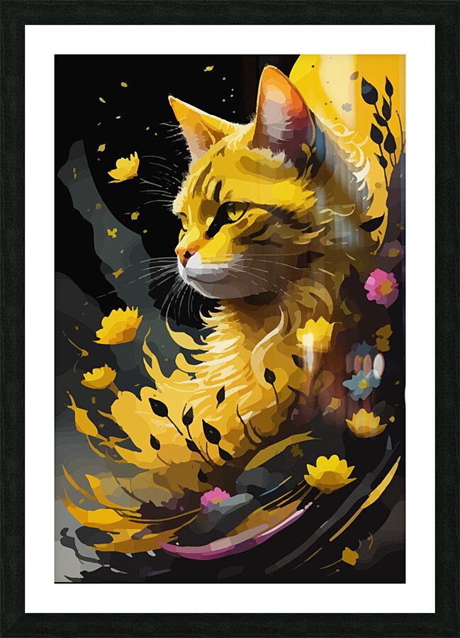 Yellow Cat Abstract   Picture Frame print