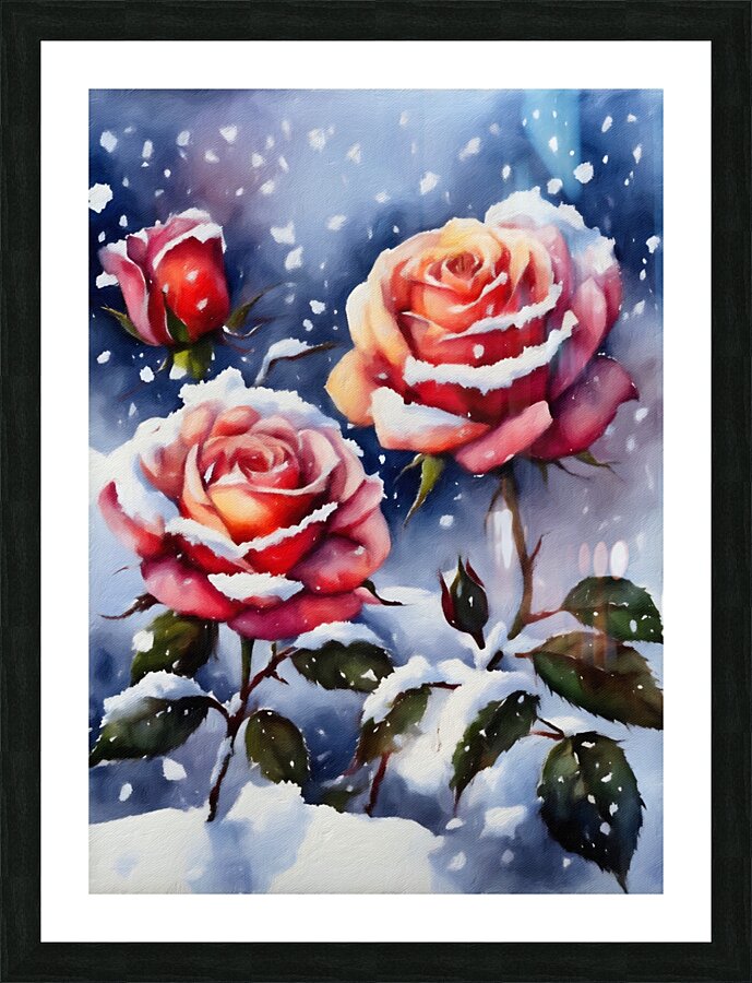 Roses covered with snow 2 Picture Frame print