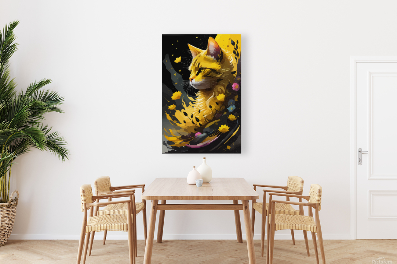 Yellow Cat Abstract   Reproduction