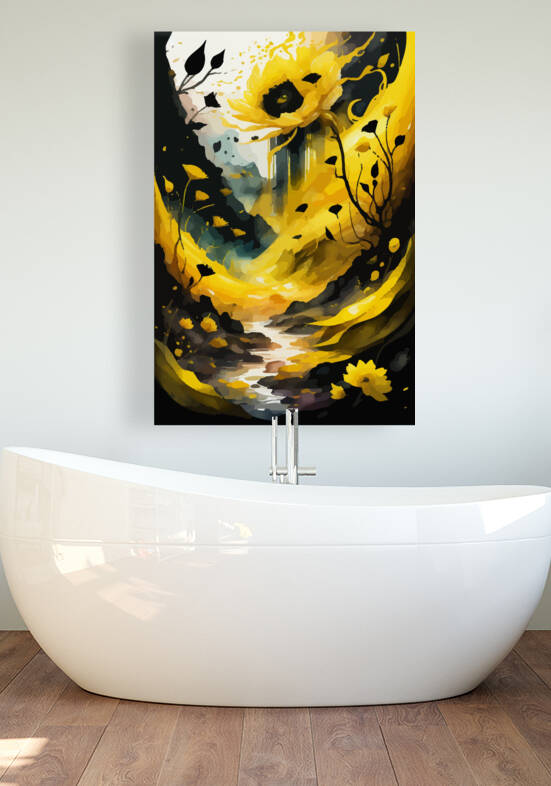 Yellow Flowers Fantasy Landscape   Reproduction