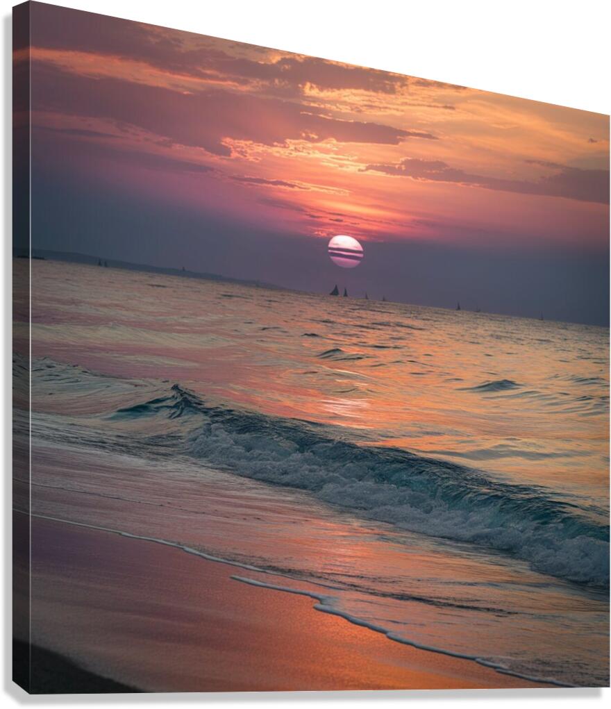  sea view at sunset Canvas Print