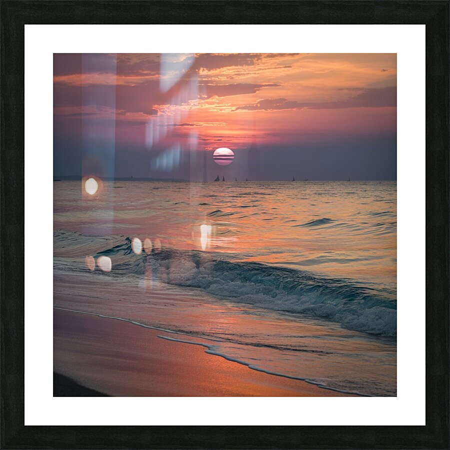  sea view at sunset Picture Frame print