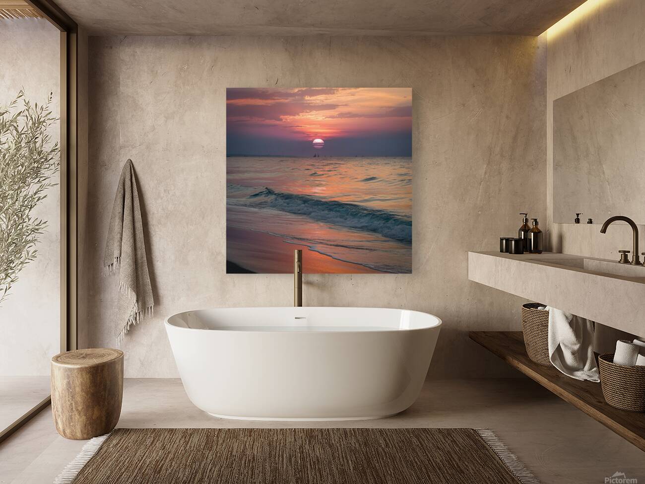  sea view at sunset Reproduction