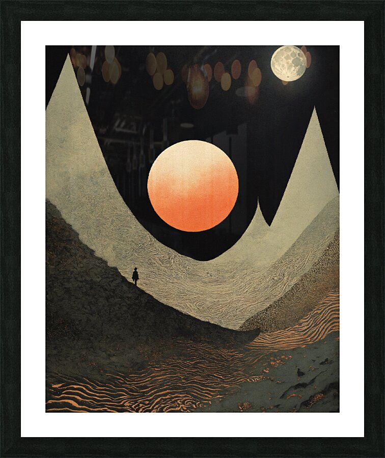 Moon profile   Halftone pattern  Picture Frame print