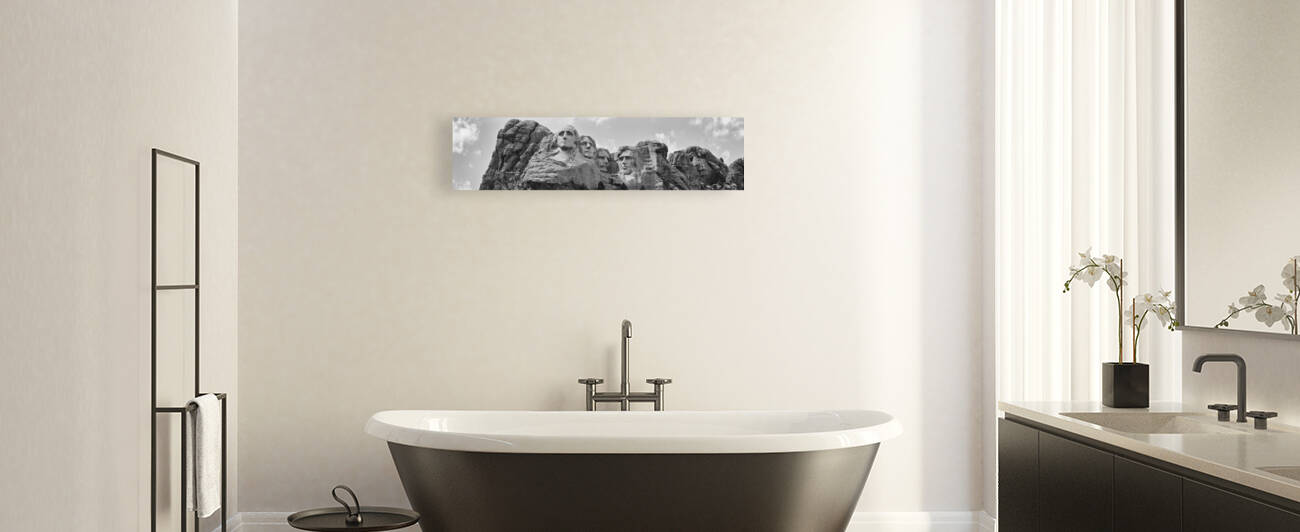 Mount Rushmore 2 4x1 Black and White by WorldHQPhotos