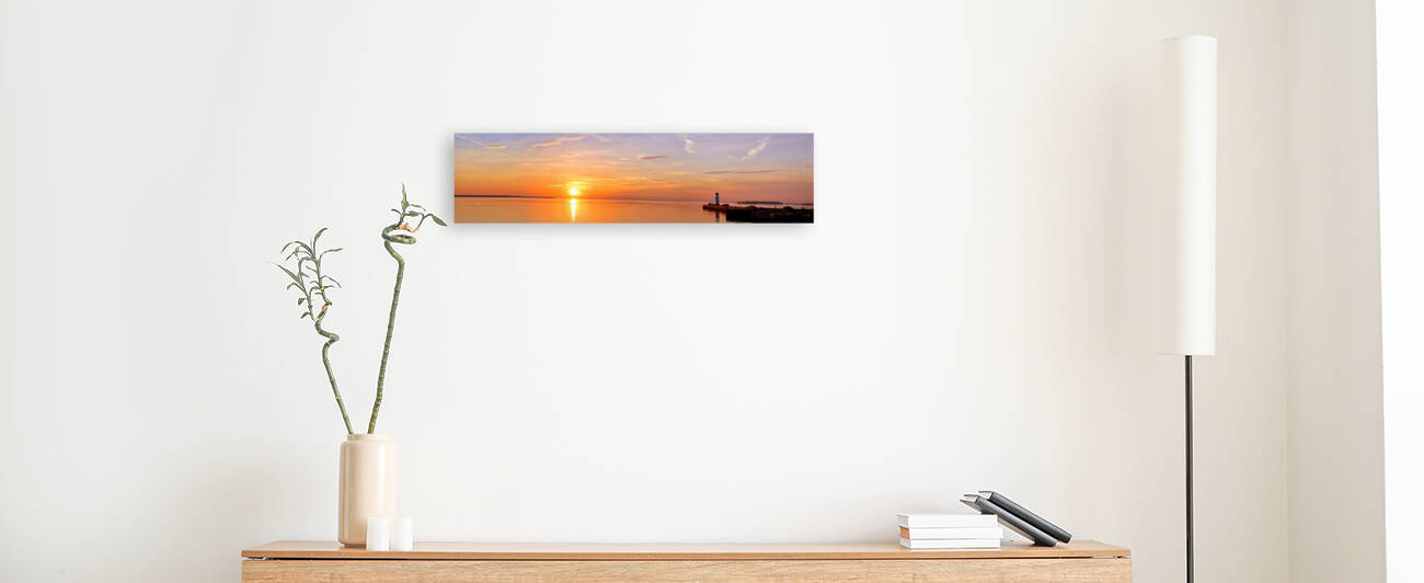 Colorful Sunset with Lighthouse B 4x1 by WorldHQPhotos