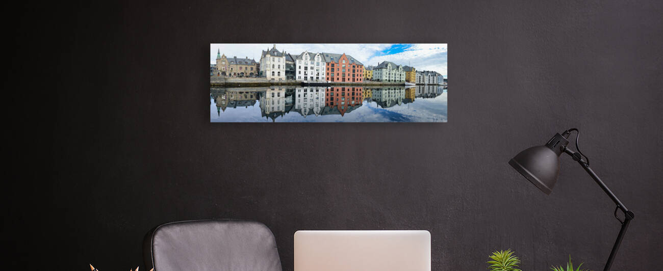 Alesund Norway Water Reflection 3x1 Ratio by WorldHQPhotos