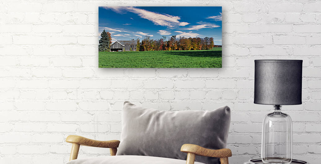 Old Wooden Barn and Green Pasture 2x1 by WorldHQPhotos