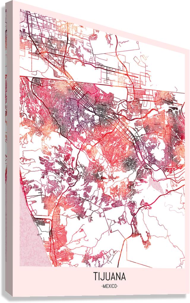 Tijuana City Downtown Street Map Canvas Print