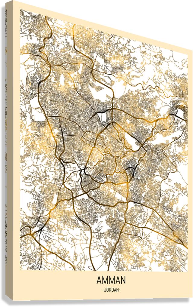Amman Jordan City Map Canvas Print