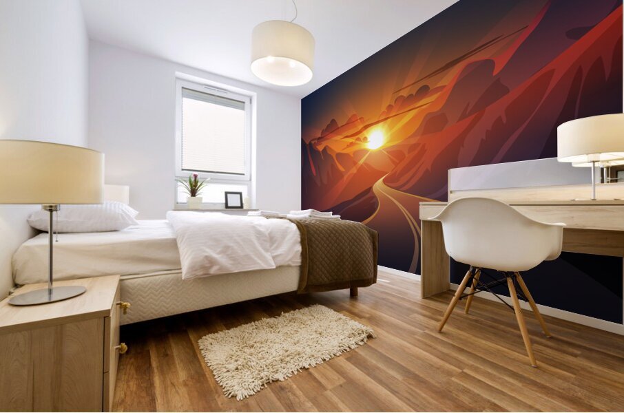 Sunset in mountains Mural print