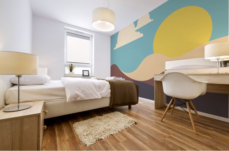 Retro nature landscape Mural print