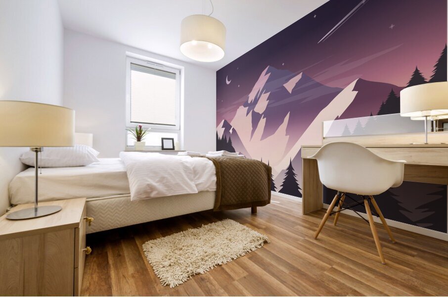 Mountain with snow Mural print