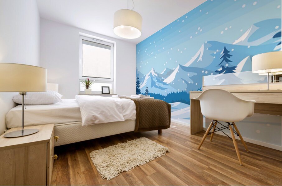 Winter mountain landscape Mural print
