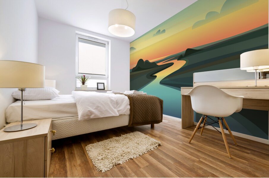  Beautiful River landscape b Mural print