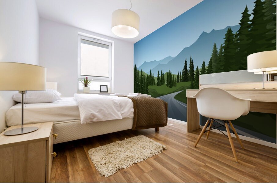 Road in Forest Landscape Mural print