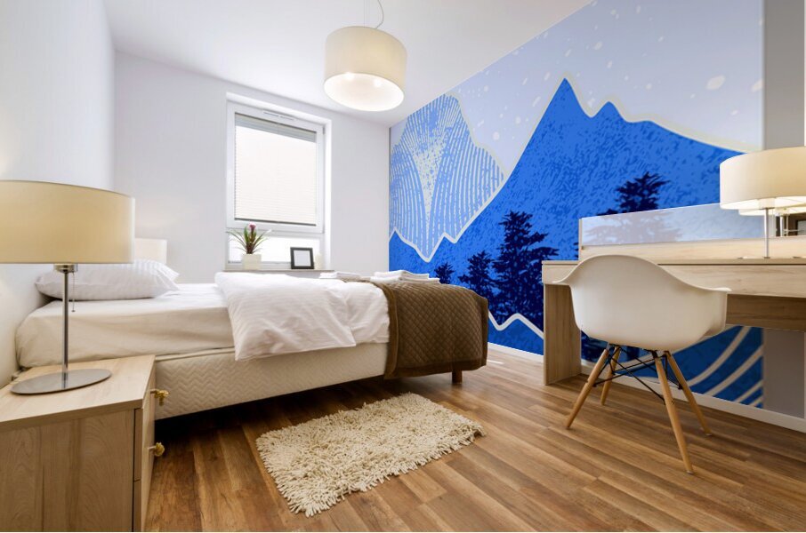 Abstract mountain painting c Mural print