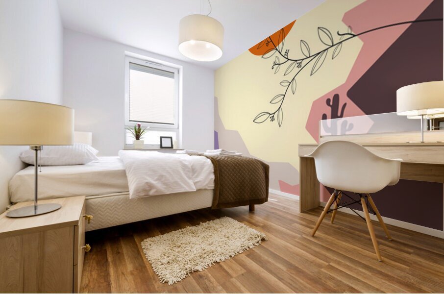 Boho botanical landscape b Mural print