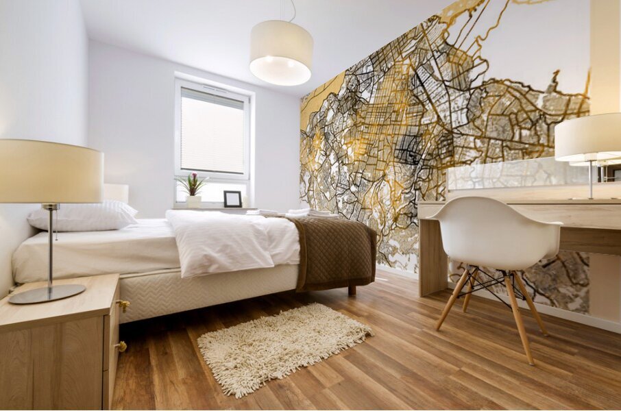 Kinshasa City Map Mural print
