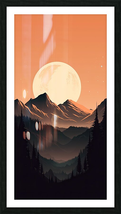 Abstract Moon and mountain  Picture Frame print