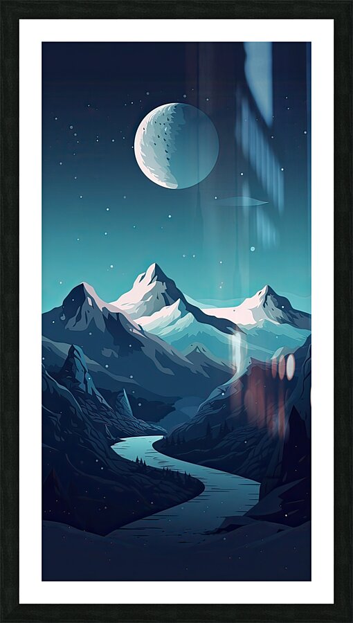  Mountain and moon design  Picture Frame print
