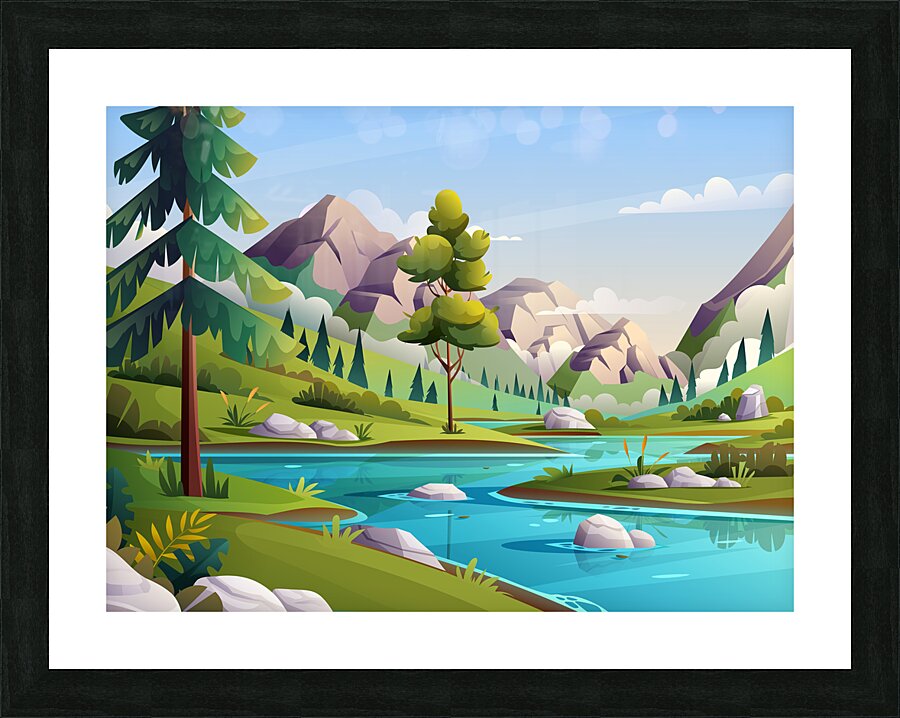 Blue Calm River Picture Frame print